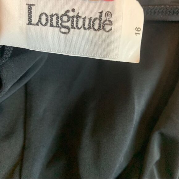 Longitude blue green side tie ruffle neckline one piece swimsuit Sz 16 - Picture 5 of 6